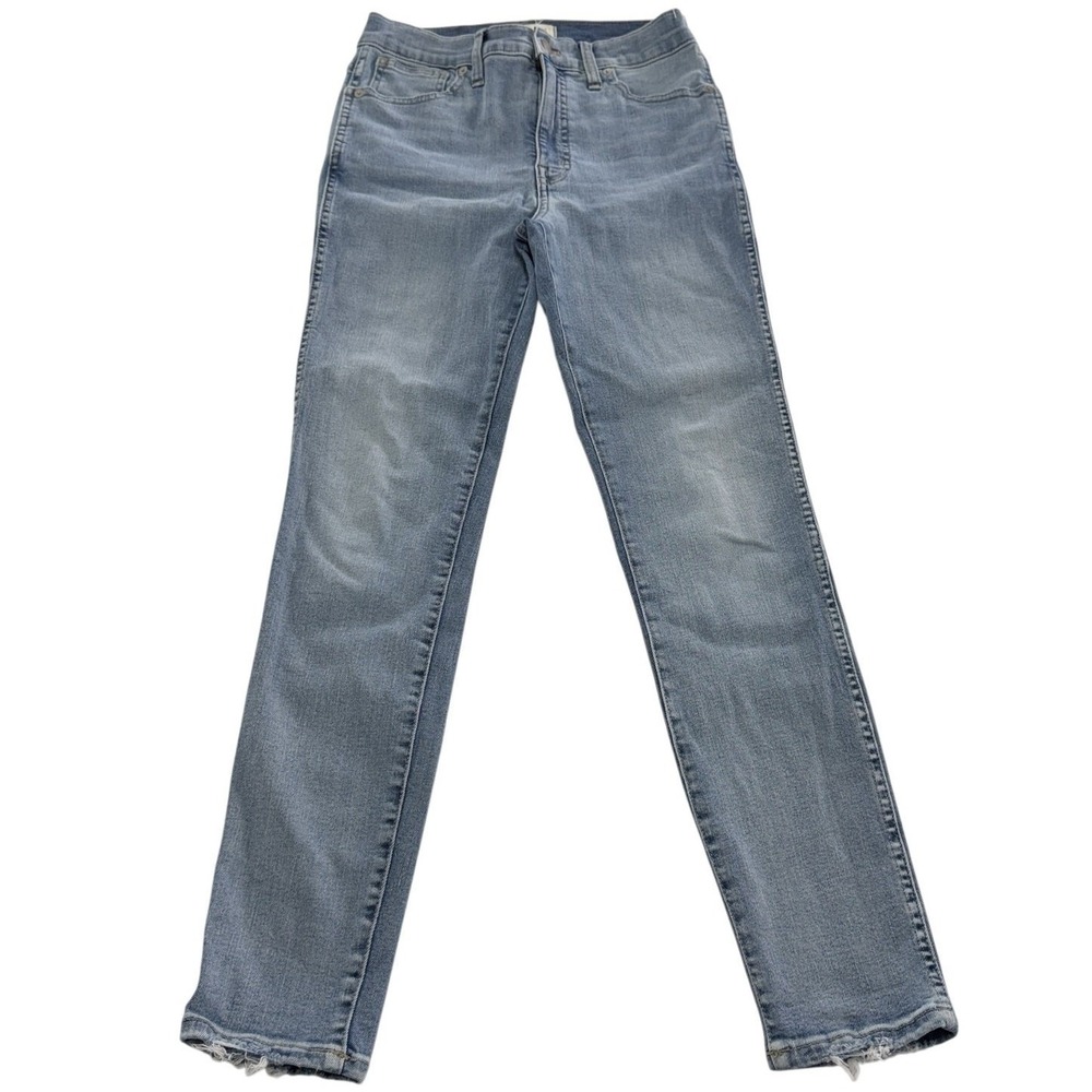 Madewell Jeans Womens 27 Blue Wheeler Wash 10 High Rise Skinny Denim Raw Hem - Picture 2 of 12
